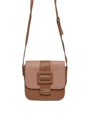 Bolsa Satchel Transversal com Fivela Decorativa - Nude BSI-5714 - NU