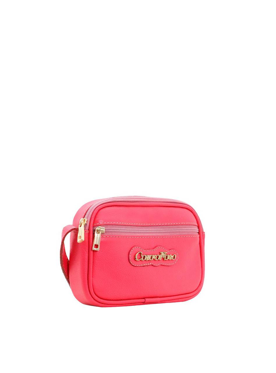 Bolsa Clutch Couro Pequena Transversal Ziper Rosa BSI-5677 - RS