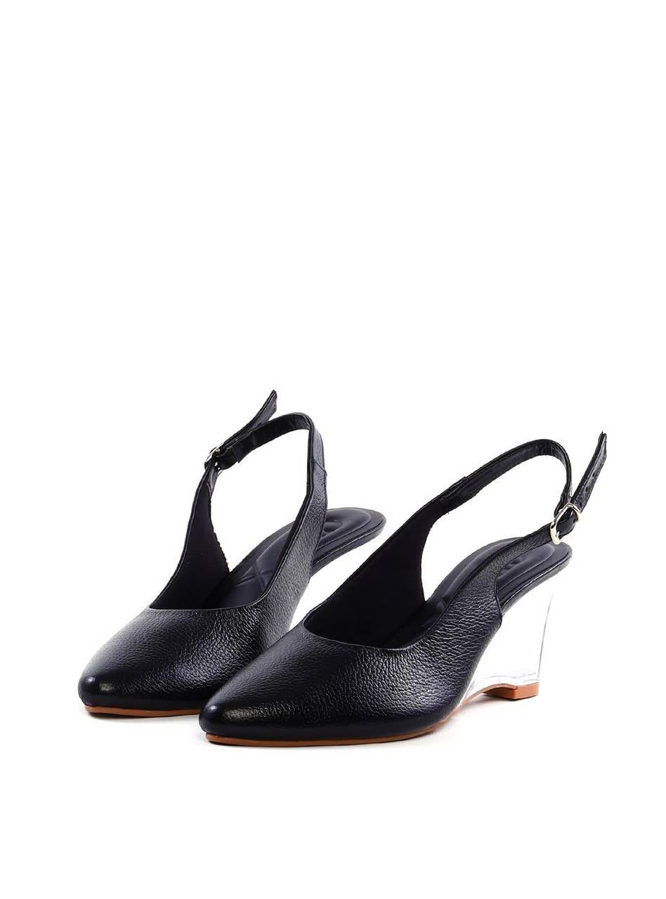 Scarpin Slingback com Salto Anabela em Acrílico - Preta SDI-12067 - PR