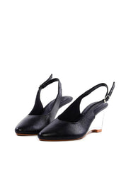 Scarpin Slingback com Salto Anabela em Acrílico - Preta SDI-12067 - PR