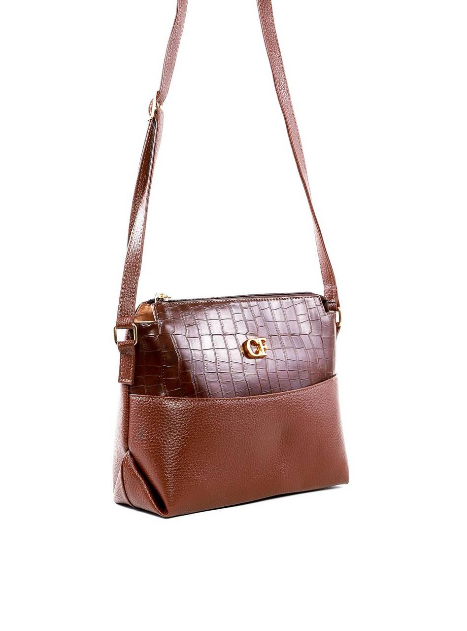 Bolsa Transversal Média com Detalhe Croco - Cacau BSI-6488 - CA