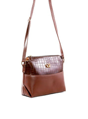 Bolsa Transversal Média com Detalhe Croco - Cacau BSI-6488 - CA