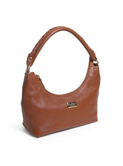 Bolsa Hobo Couro Média Alça Trançada Castor BSI-5899 - CS