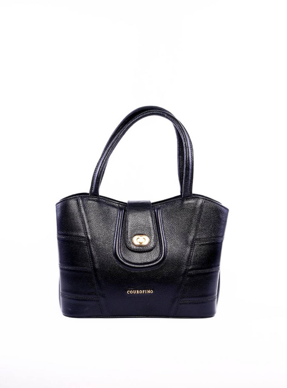 Bolsa Tote com Detalhes de Costura e Alça Dupla - Preta BSI-6258 - PR