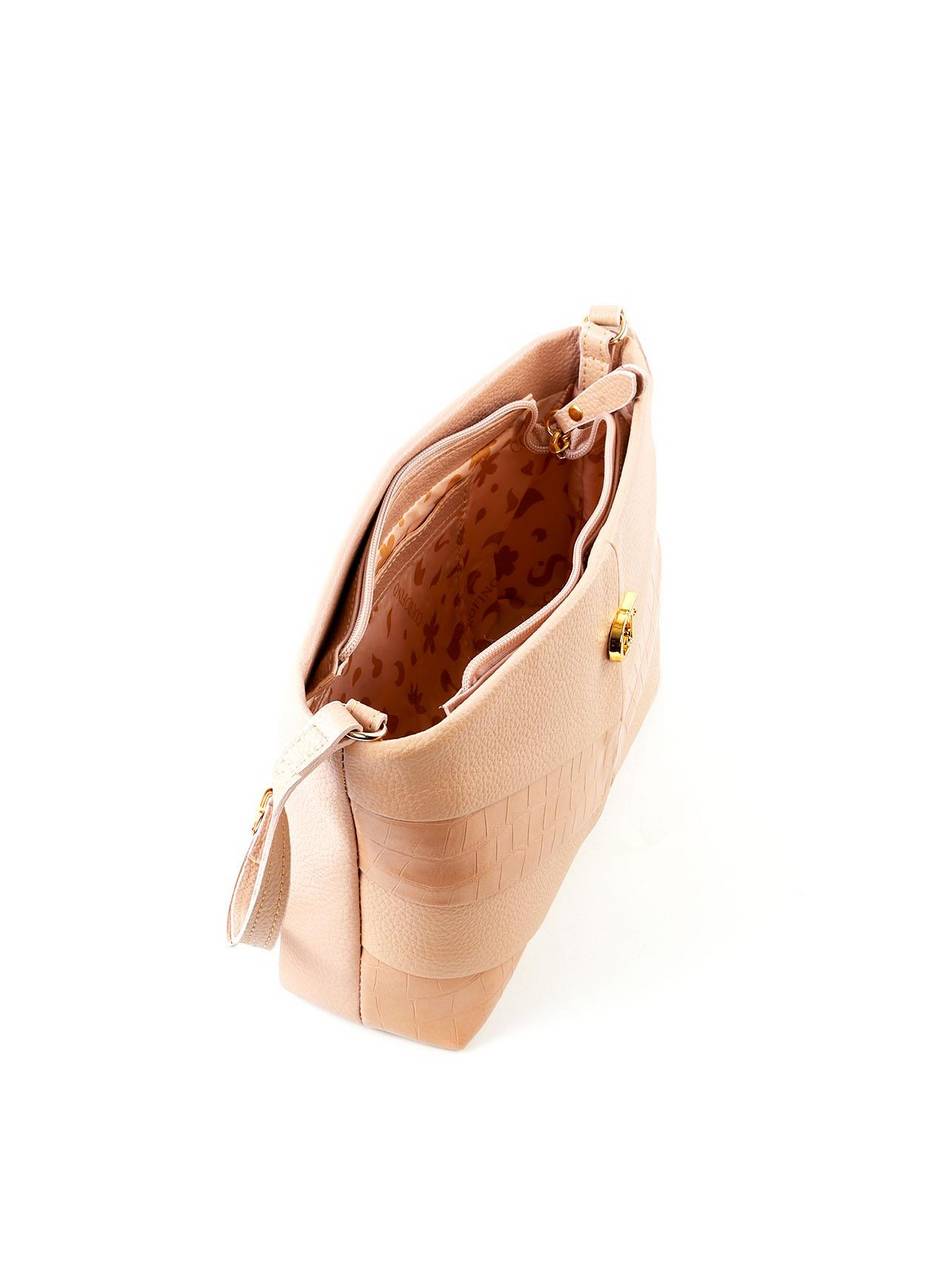 Bolsa Tote Transversal com Recortes em V - Nude BSI-6435 - NU