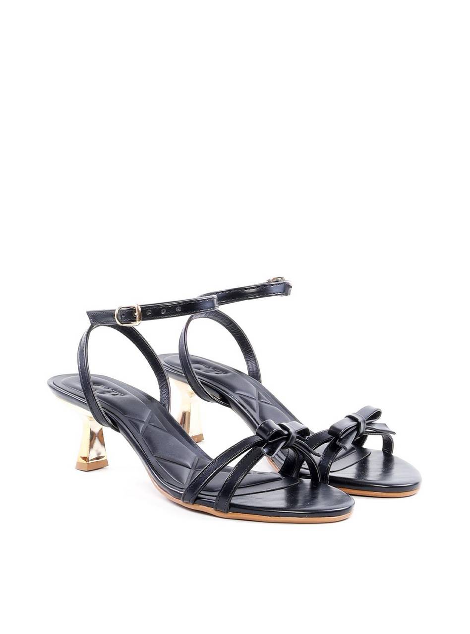 Sandália Salto Médio Cromado Detalhe Laço - Preta 1.1400011923 - PR