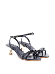 Sandália Salto Médio Cromado Detalhe Laço - Preta 1.1400011923 - PR