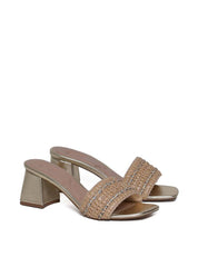 Tamanco Rosto Palha com Strass - Ouro SDI-11670 - AU