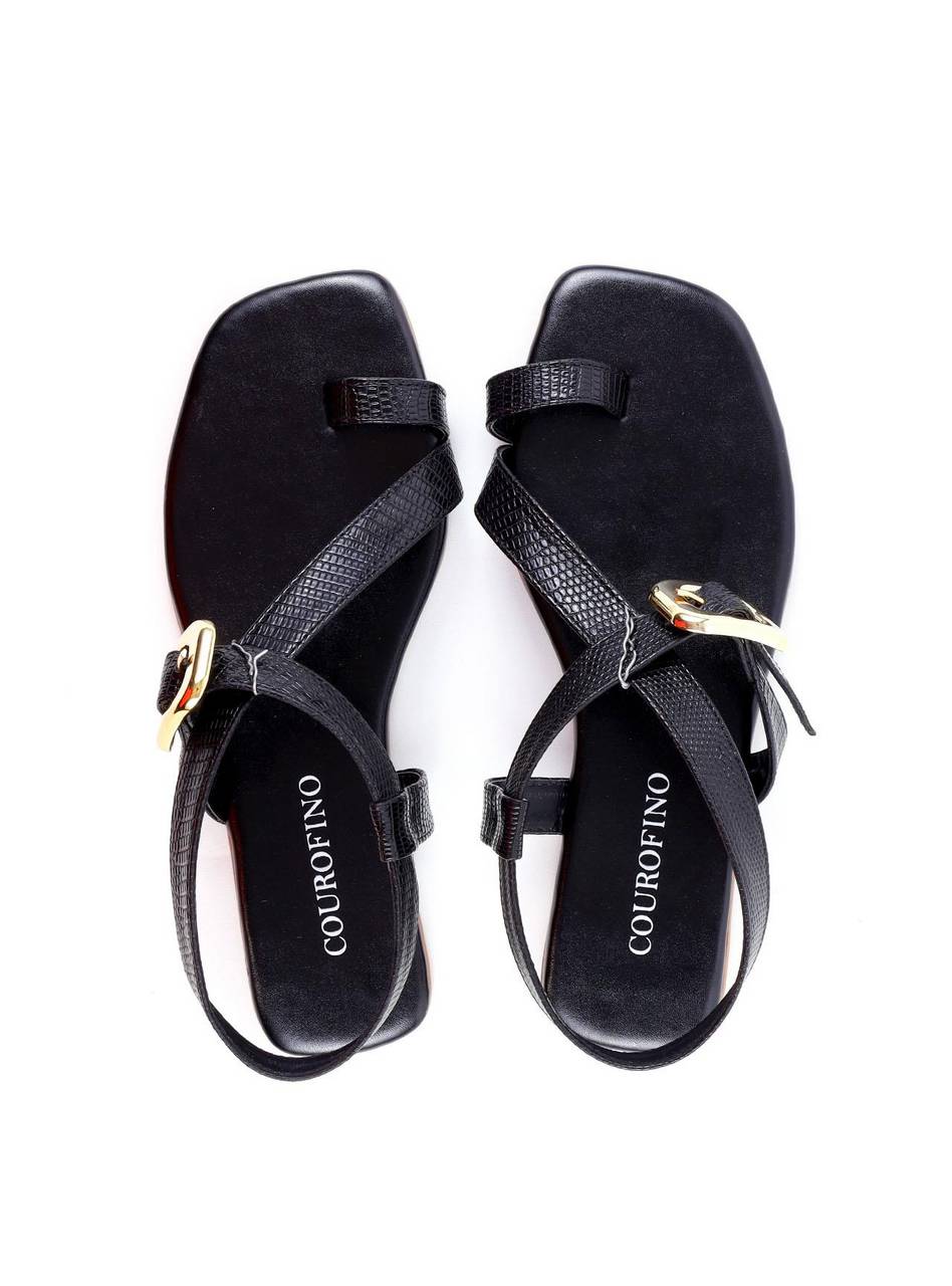 Rasteira Tira Lateral e Fivela - Preta SDI-11967 - PR