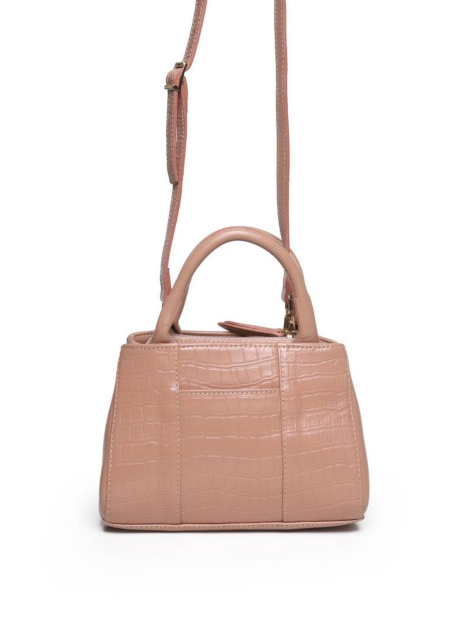 Bolsa Tote Couro Alça Transversal Nude BSI-4452 - NU