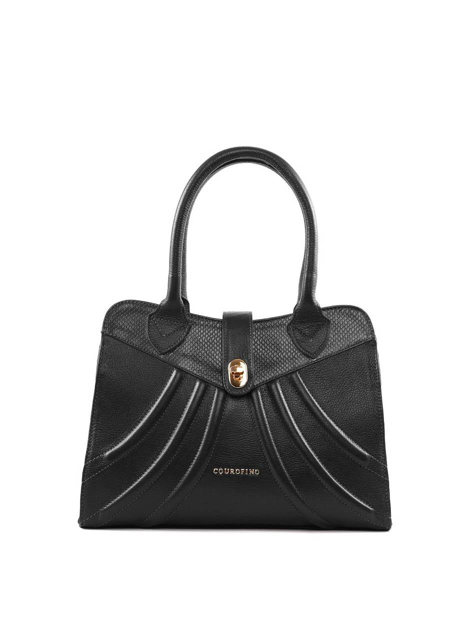 Bolsa Tote Detalhe Costura Frontal Alça Dupla - Preta BSI-6379 - PR