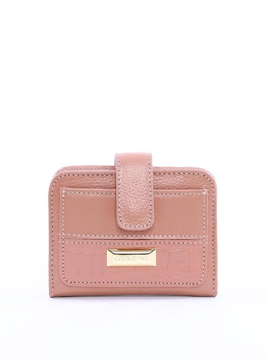Carteira Feminina Pocket Bolso Frontal Ziper Traseiro Couro Pequena Nude CAI-910 - NU