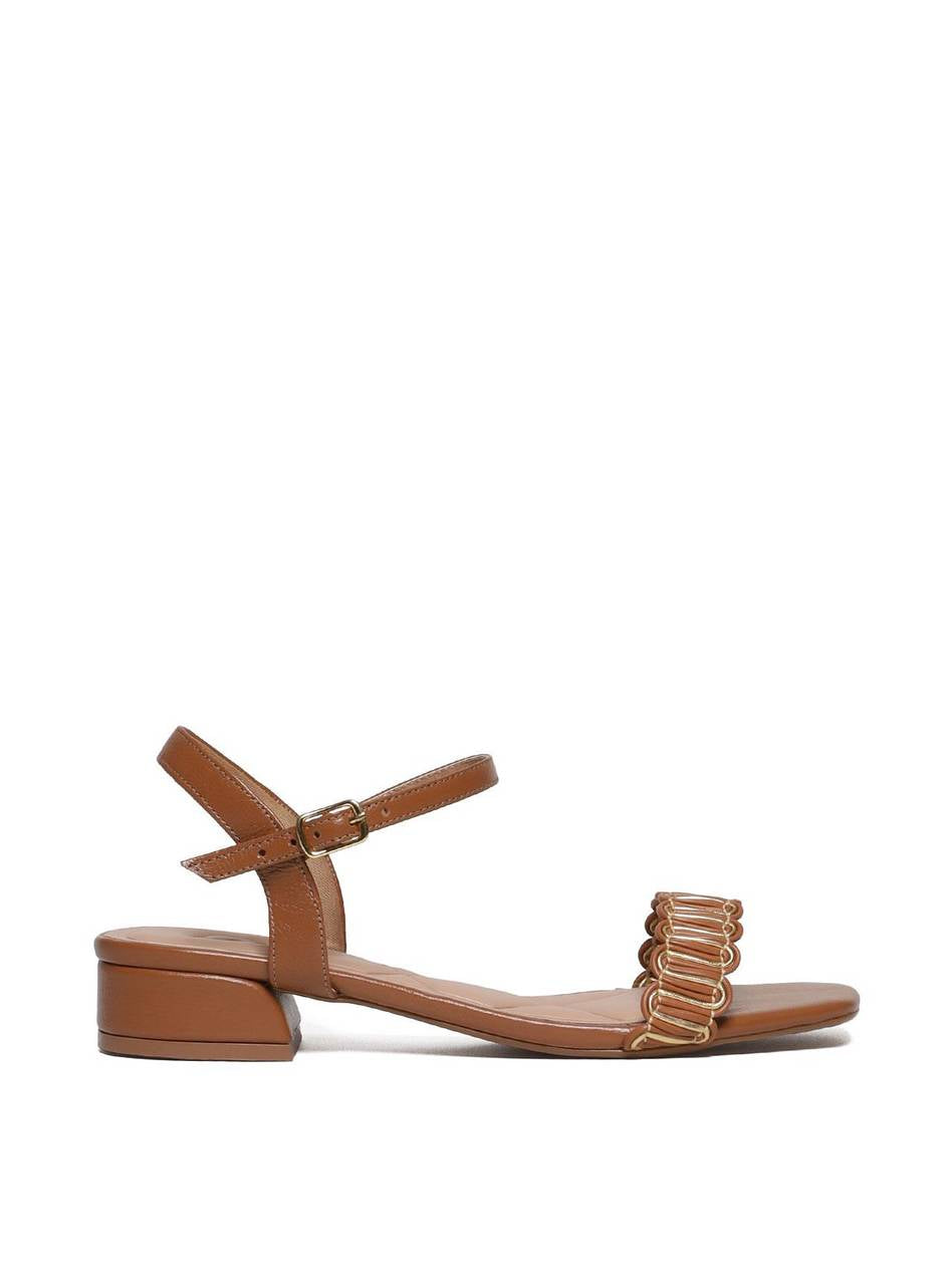 Sandália Salto Bloco Tira Única Trama - Castor SDI-11673 - CS