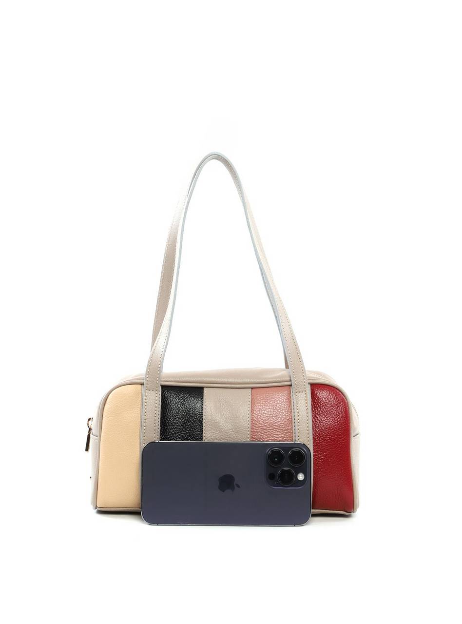 Bolsa Baguete Pequena Bowling Retalhos - Cinza BSI-6455 - CZ