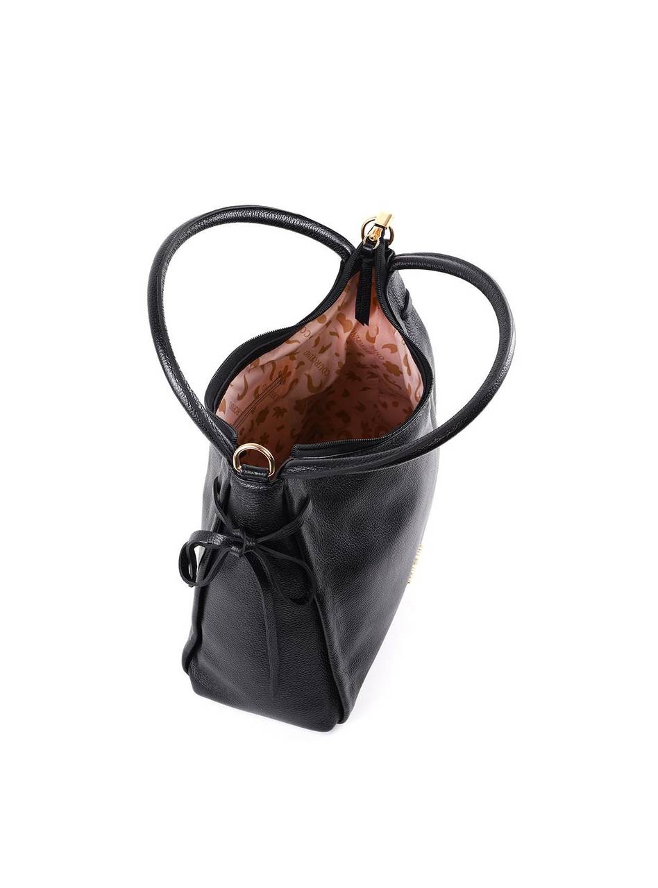 Bolsa Tote Grande Enfeite Laços Laterais Alça Dupla - Preta BSI-6375 - PR