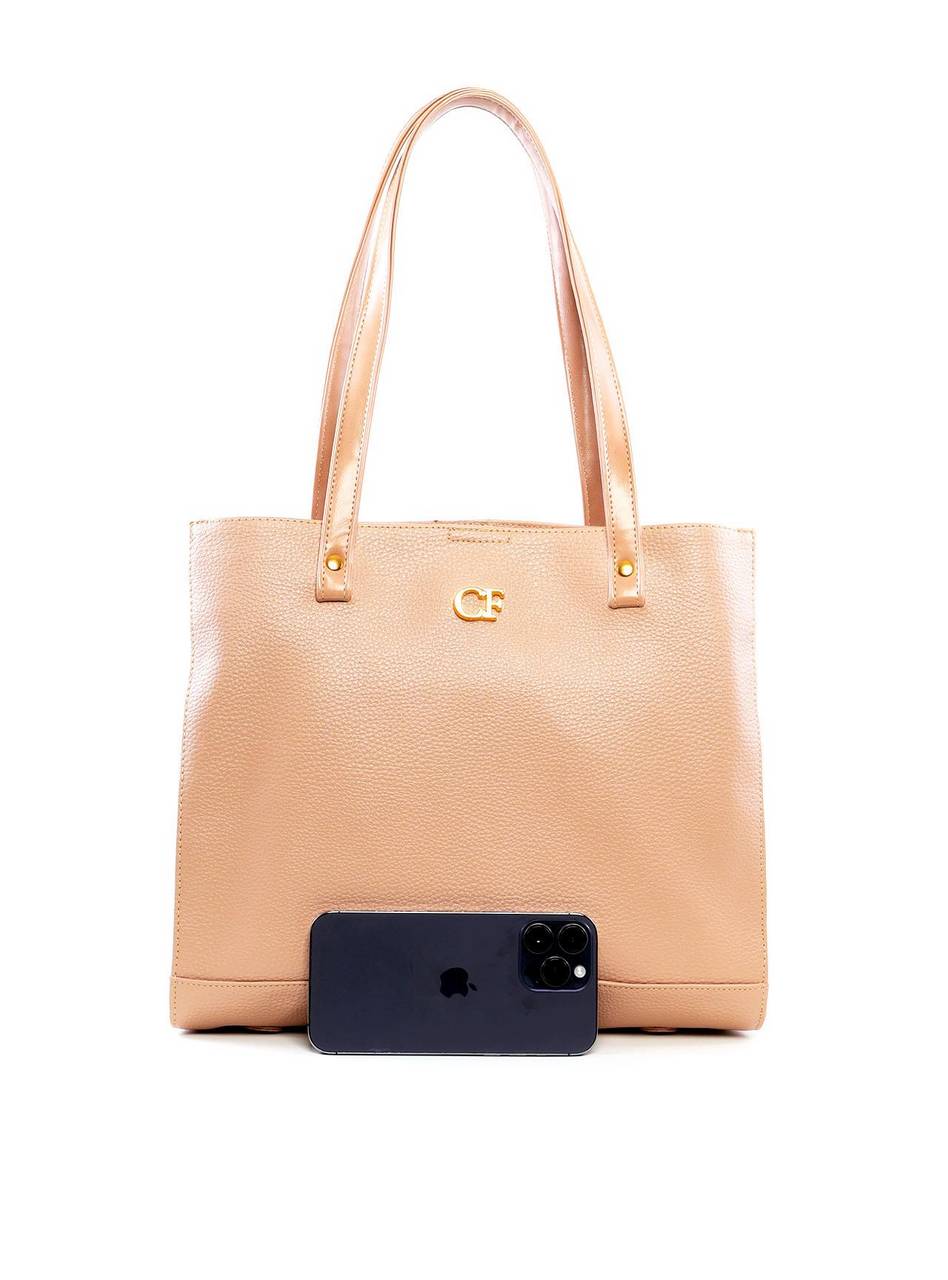 Bolsa Shopper Quadrada Três Divisórias - Nude BSI-6429 - NU