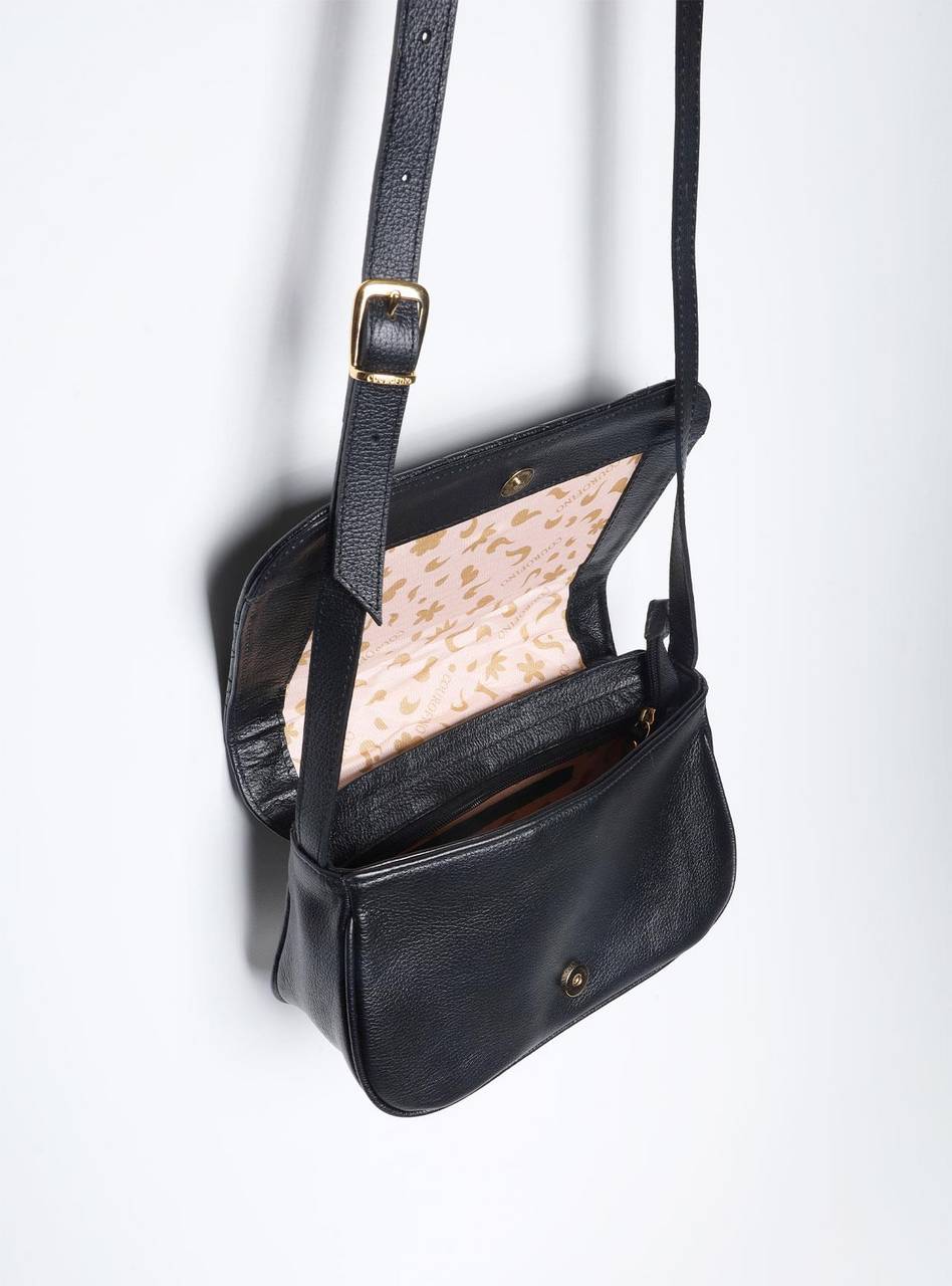Bolsa Saddle Couro Pequena Transversal - Preta BSI-5837 - PR