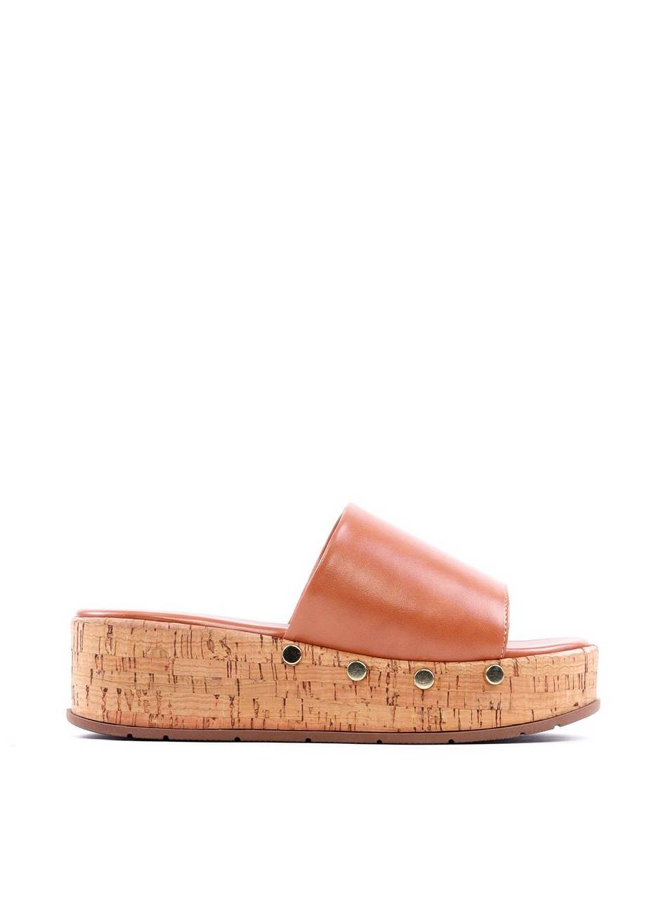 Tamanco Plataforma em Cortiça com Tachas - Nude SDI-11794 - NU