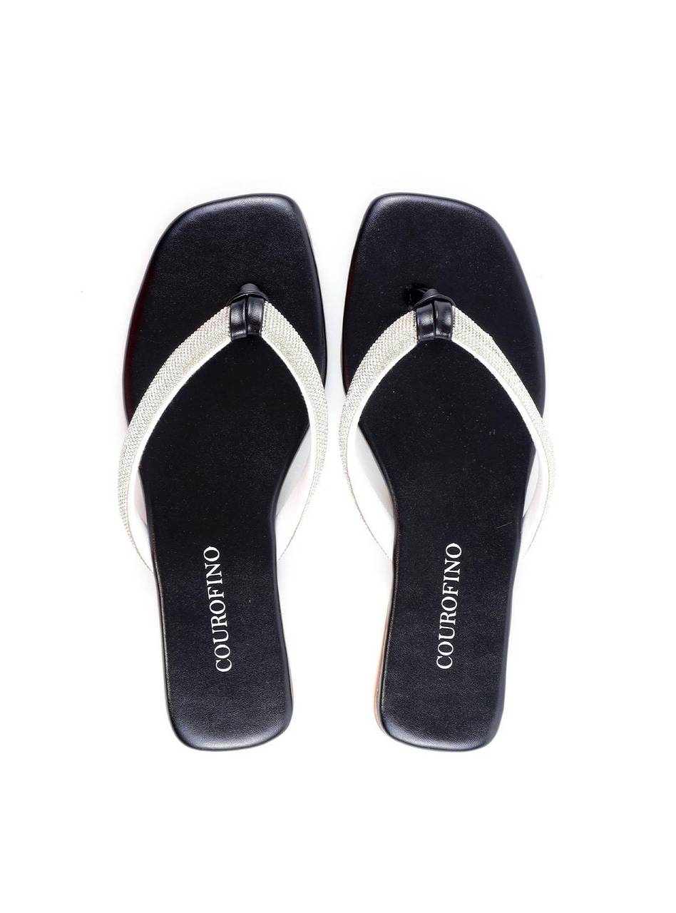 Rasteira de Dedo com Strass - Preta SDI-11889 - PR