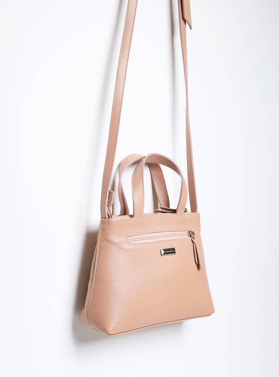 Bolsa Tote Couro Média Transversal Nude BSI-5857 - NU