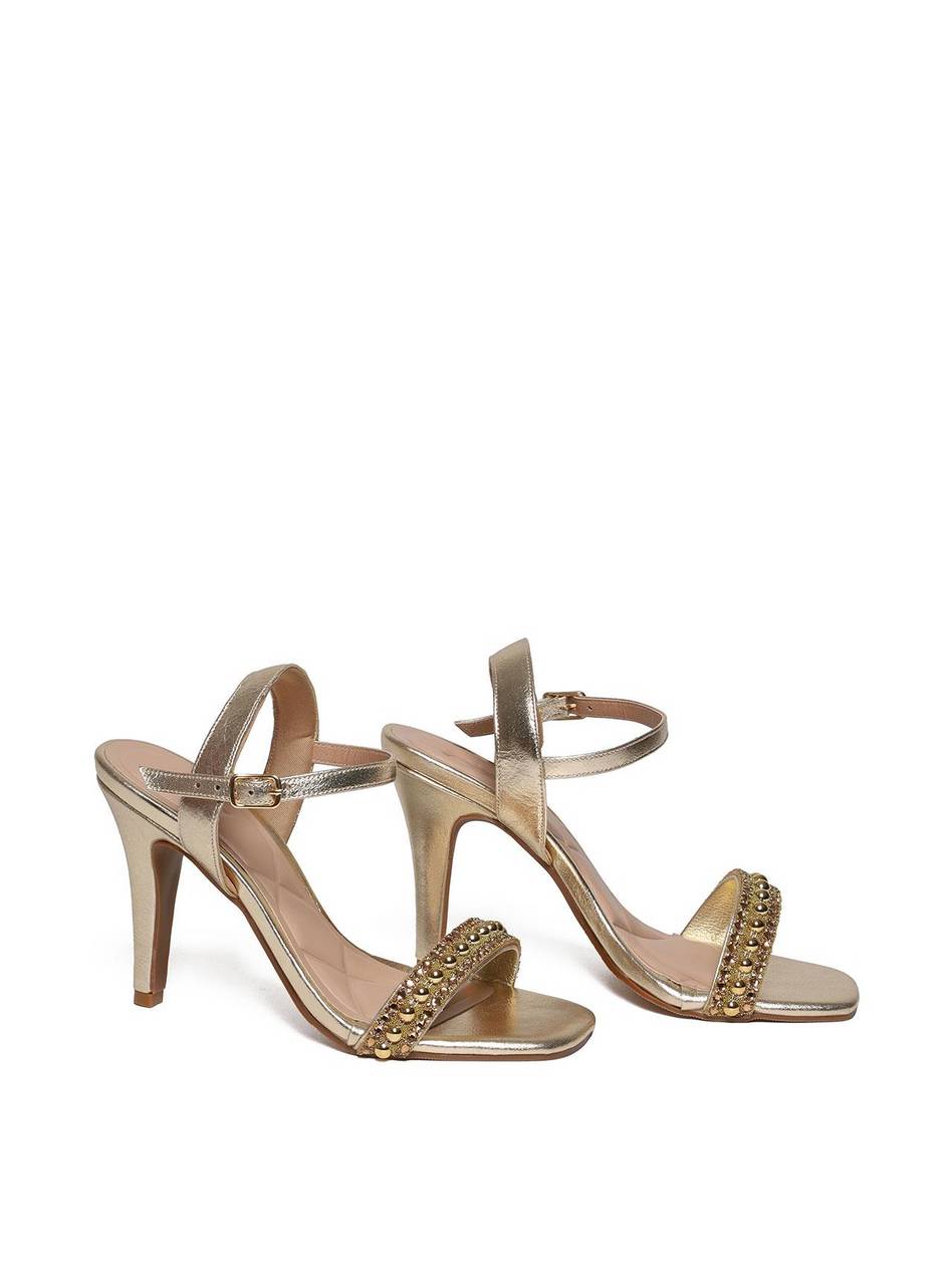 Sandália Feminina Salto Alto Fino - Ouro SDI-11616 - AU