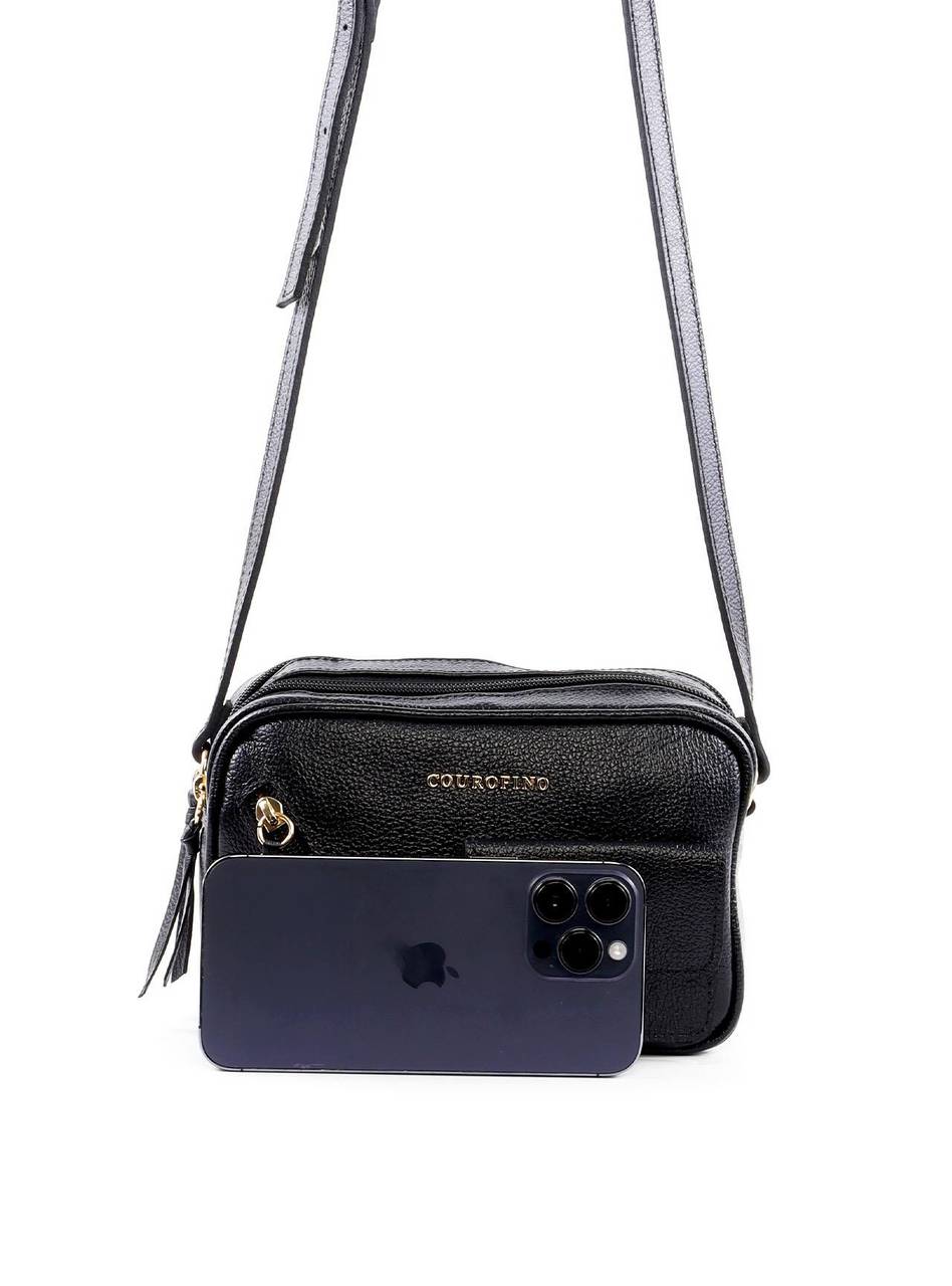 Bolsa Bag Transversal com Bolso Frontal - Preta BSI-6427 - PR