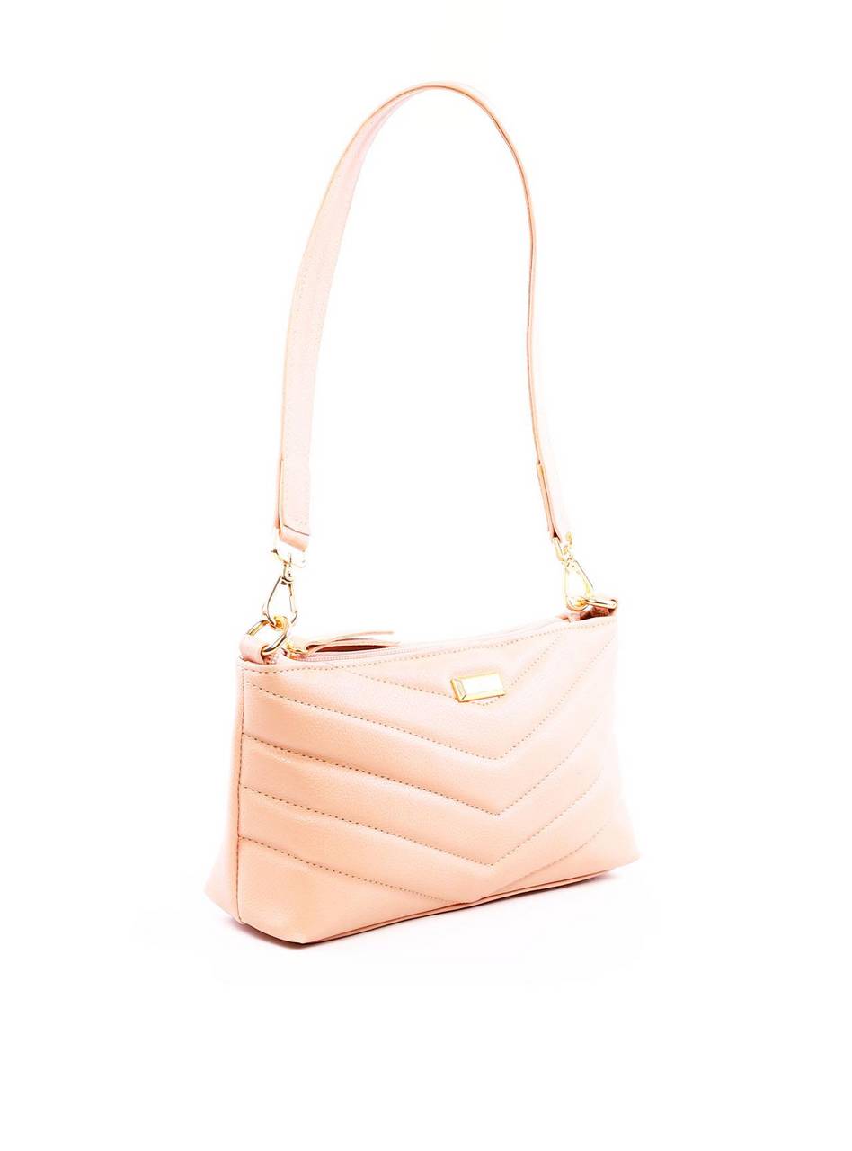 Bolsa Baguette em Metalasse - Nude BSI-6282 - NU