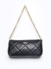 Bolsa Baguete Pequena Couro Tiracolo Preta BSI-5872 - PR