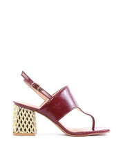 Sandália de Salto Bloco em Escama - Vinho SDI-12008 - VI