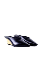 Mule de Bico Fino com Salto Anabela Cromado - Preto SD-12011 - PR