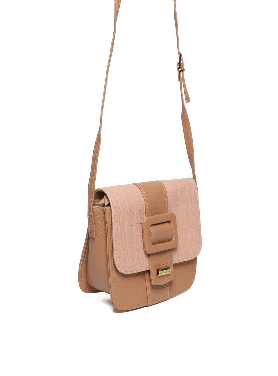 Bolsa Satchel Transversal com Fivela Decorativa - Nude BSI-5714 - NU