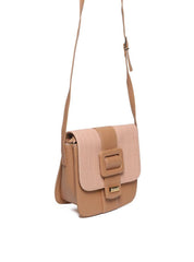 Bolsa Satchel Transversal com Fivela Decorativa - Nude BSI-5714 - NU