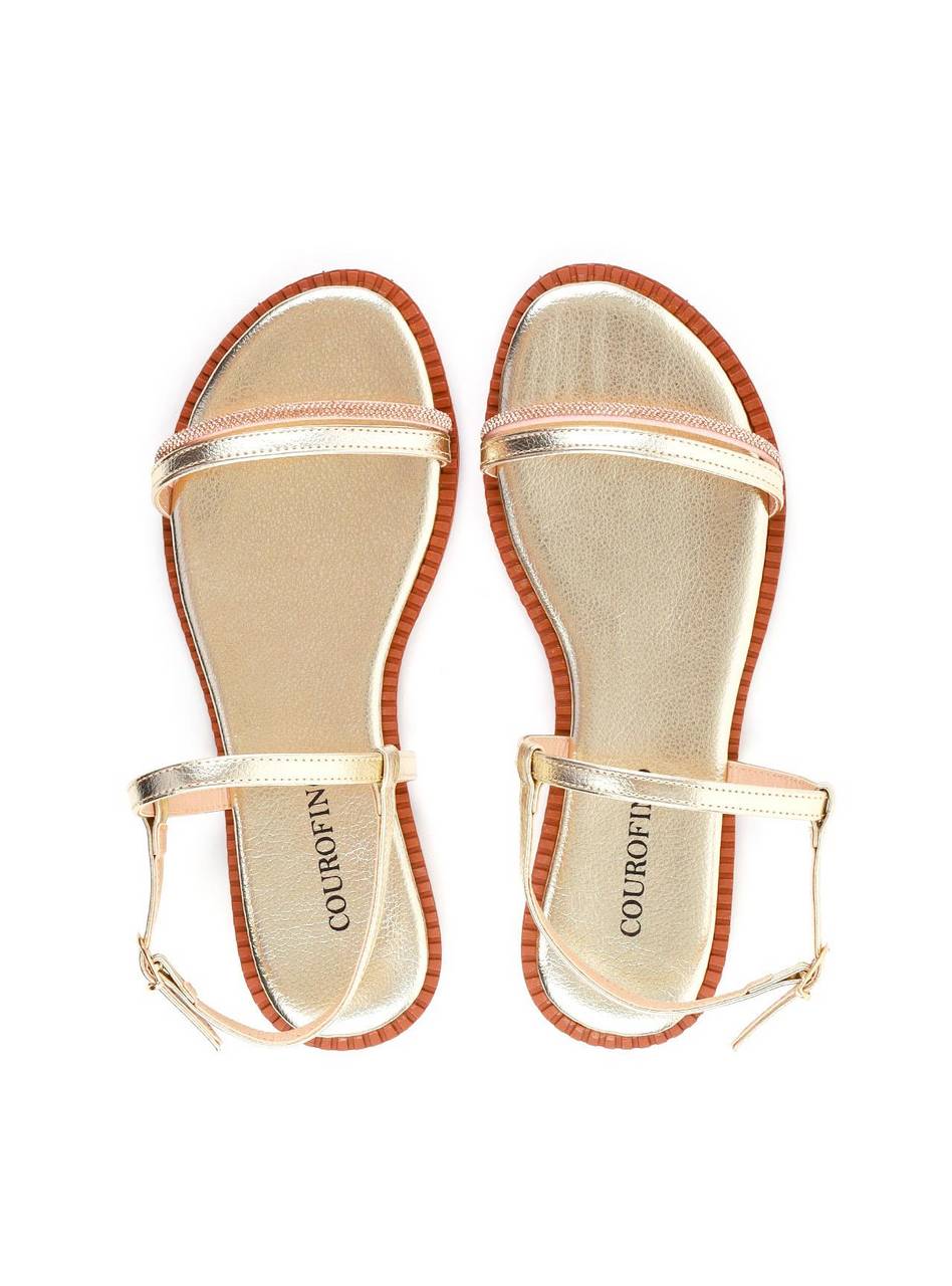 Rasteira Tiras Finas com Strass - Ouro SDI-11989 - AU