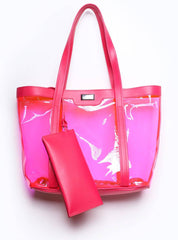 Bolsa Shopper Praia Transparente Média Pink BSI-5871 - PK