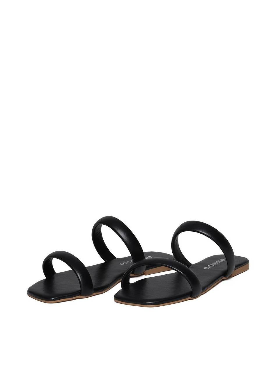 Sandália Feminina Rasteira Duas Tiras - Preta SDI-11620 - PR