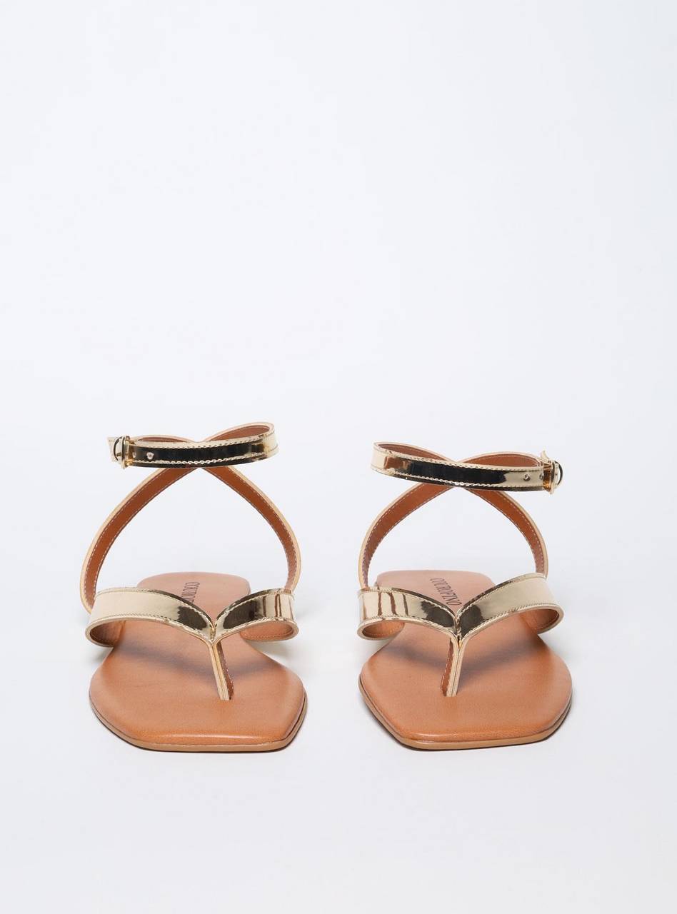Sandália Feminina Rasteiras Slim - Ouro SDI-11535 - AU