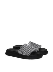 Sandália Flatform Slide com Tiras Tramadas - Prata SDI-11654 - PT