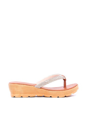 Sandália Feminina Tamanco Anabela Comfort com Tiras em Strass - Castor SDI-11699 - CS