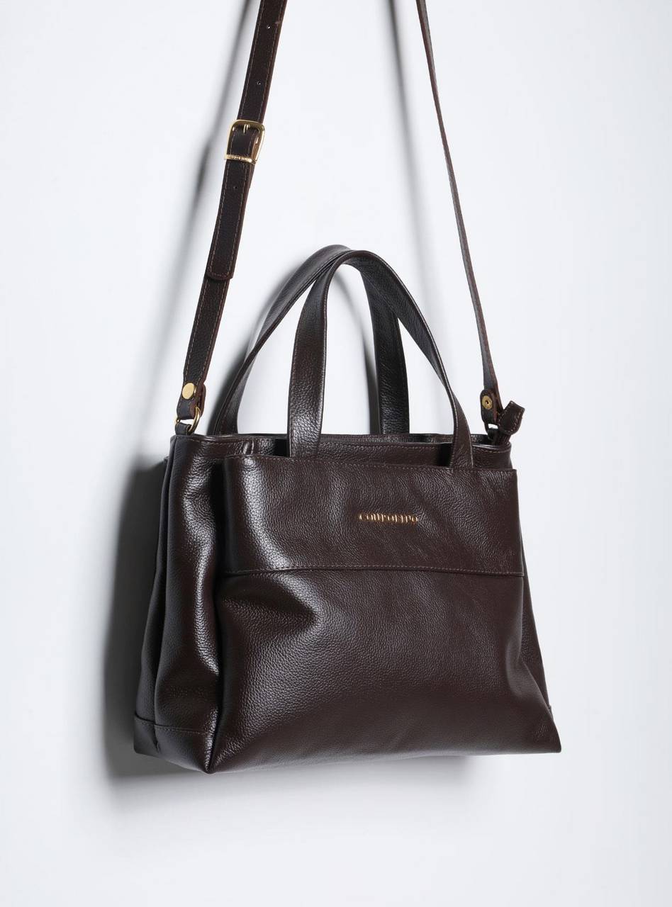 Bolsa Tote Média Couro Alça Removível Cacau BSI-5838 - CA