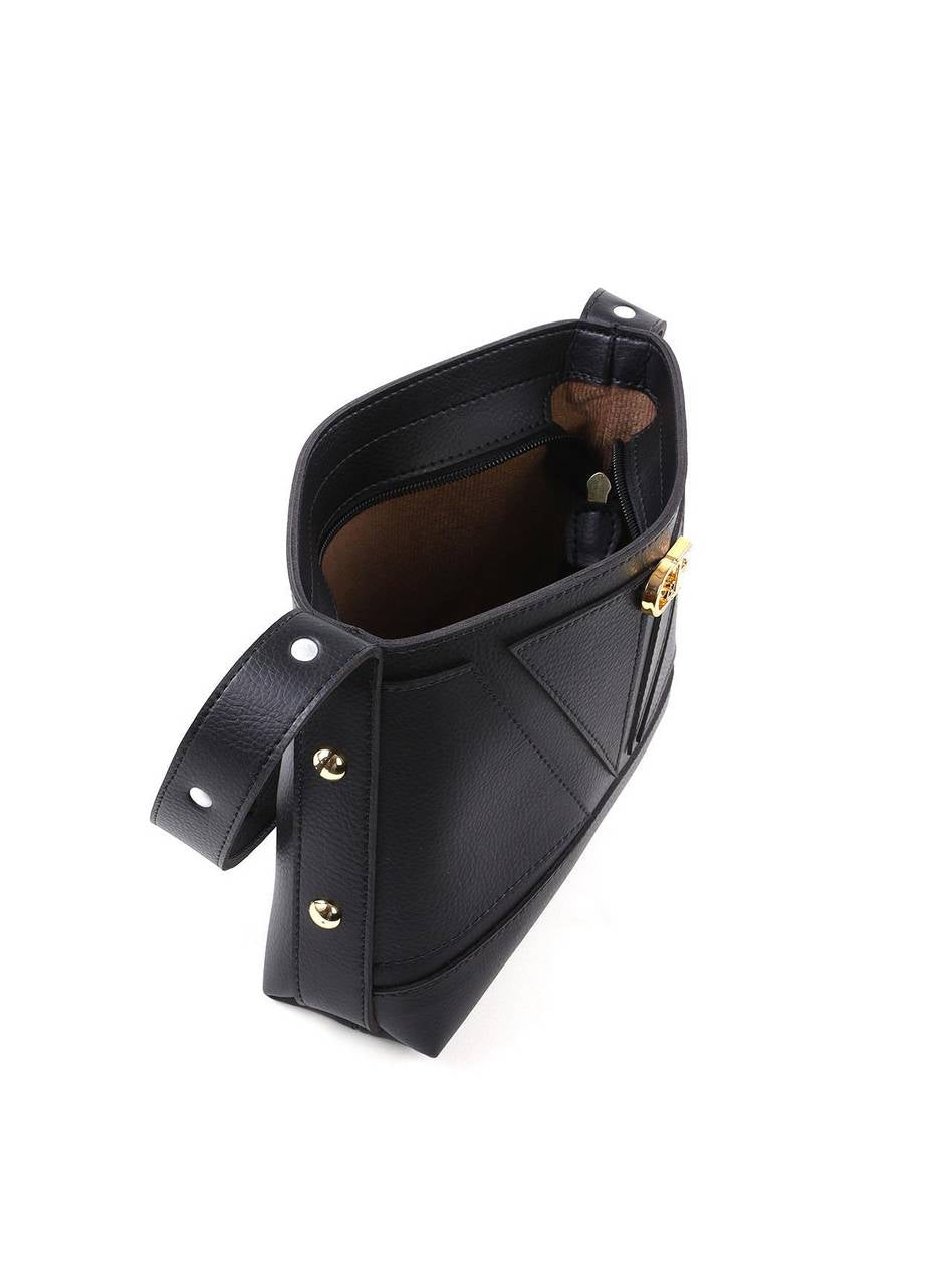 Bolsa Tote Média com Costura e Esferas Douradas - Preto BSI-6410 - PR