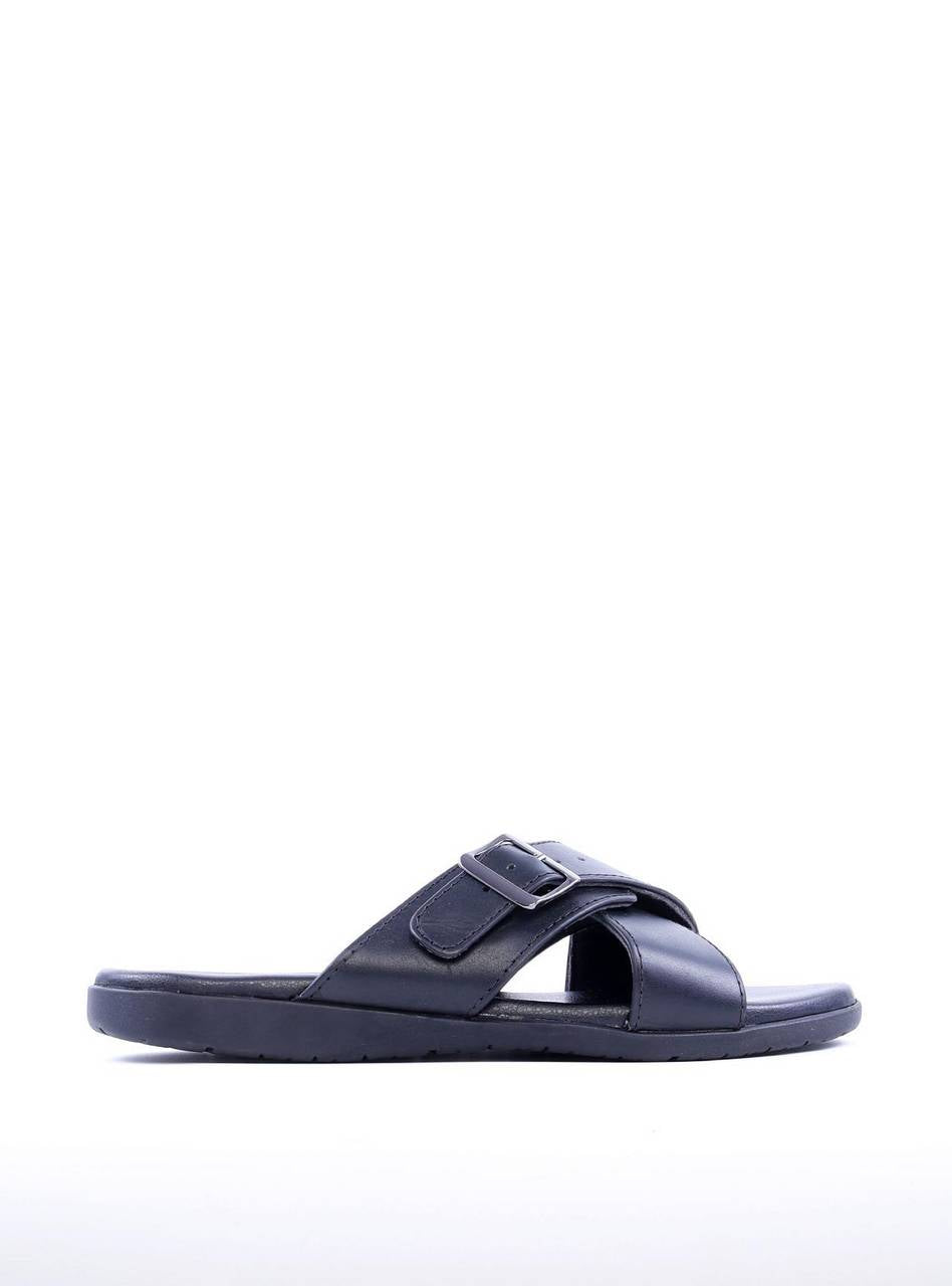 Sandália Masculina em Couro com Tiras Largas - Preta SDI-11703 - PR