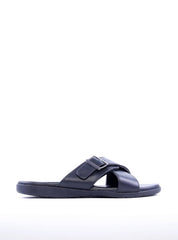 Sandália Masculina em Couro com Tiras Largas - Preta SDI-11703 - PR