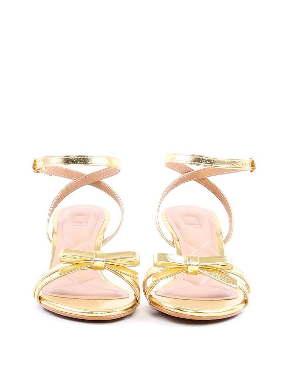 Sandália Salto Médio Cromado Detalhe Laço - Ouro 1.1400011923 - AU