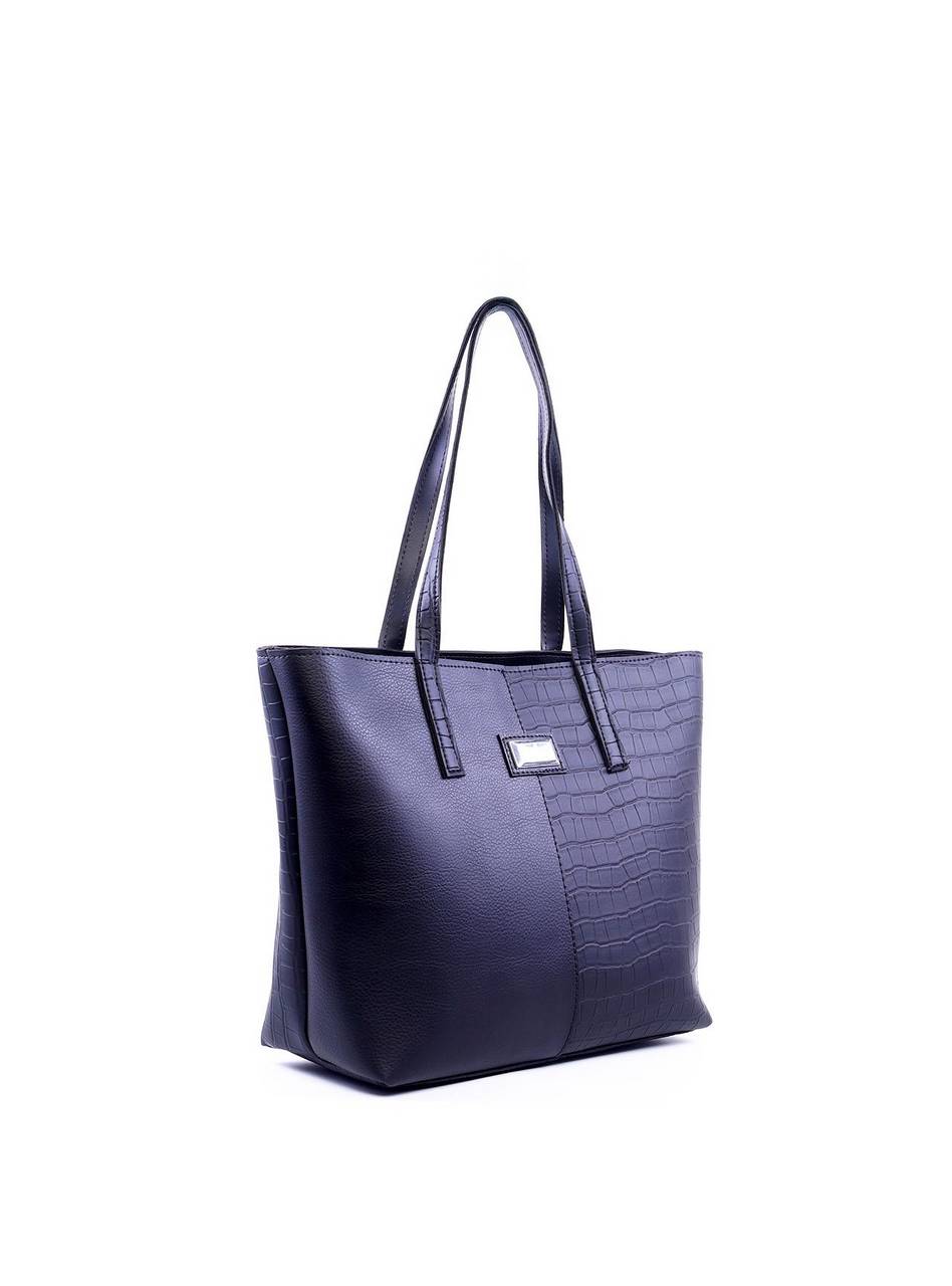 Bolsa Tote Tiracolo com Texturas - Preta BSI-5972 - PR