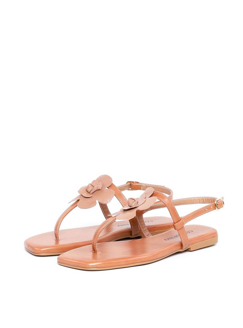 Rasteira de Dedo com Fivela e Flor - Nude SDI-11847 - NU