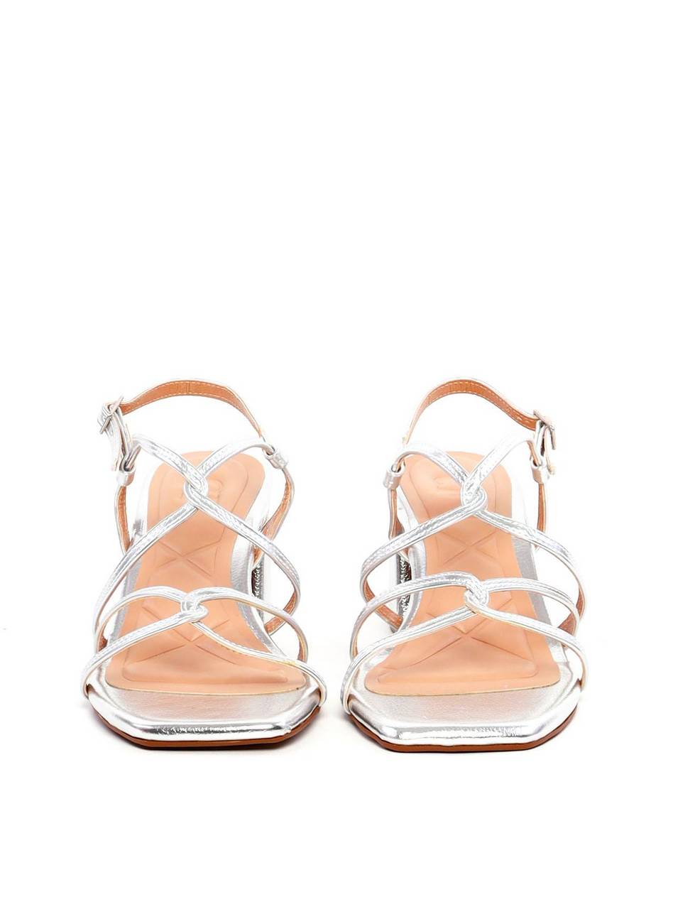 Sandália Bloco com Tiras Entrelaçadas - Prata SDI-11935 - PT
