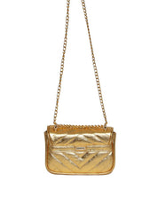 Bolsa Satchel Pequena Couro Tiracolo Ouro BSI-5970 - AU