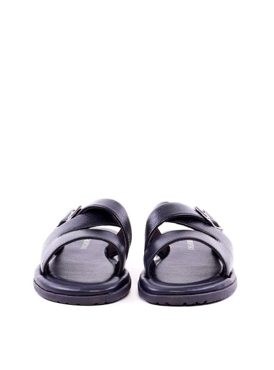 Chinelão Masculino em Couro com Tiras Cruzadas - Preta SDI-11975 - PR