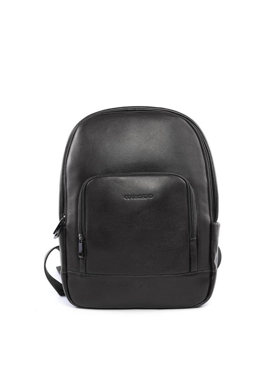 Mochila Masculina Executiva em Couro com Bolsos - Preta MEI-452 - PR