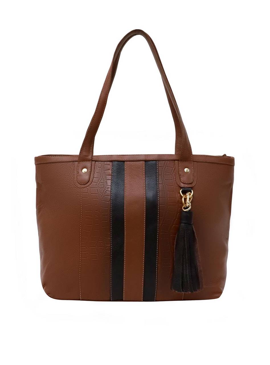 Bolsa Tote Tiracolo Couro Tiras Castor BSI-3984 - CS